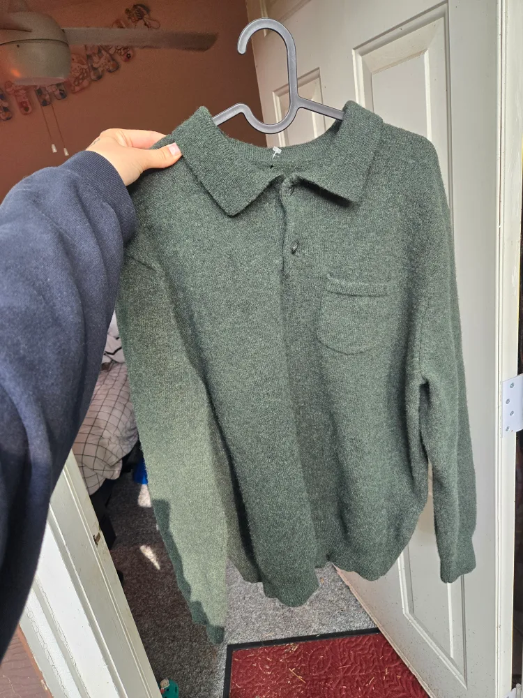 Vintage Green Wool Polo Neck Sweater thumbnail