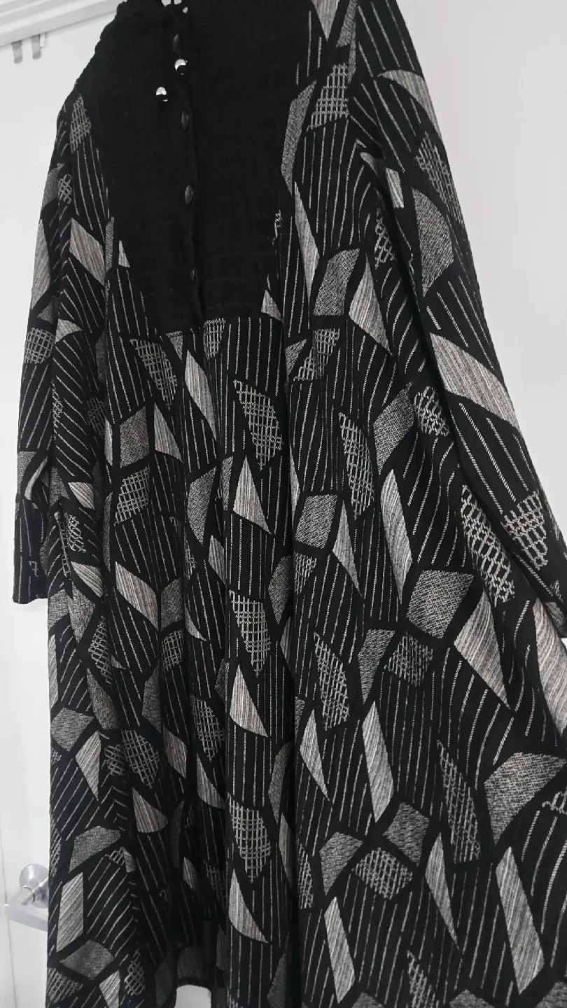 Black/Grey Patterned Hooded Designer Dress thumbnail