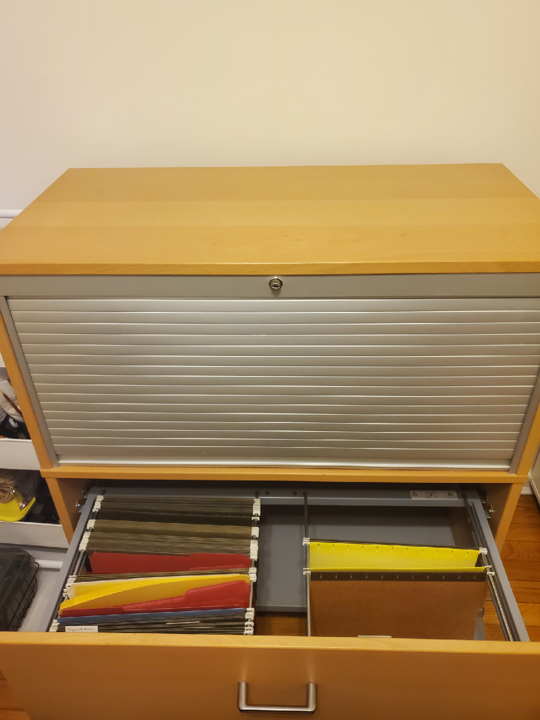 Wooden File Cabinet with Roll Top - photo 2