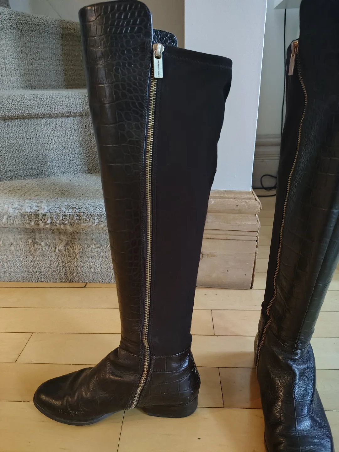 Michael Kors Over-the-Knee "Croc" Boots  Size 7M image indicator(2)
