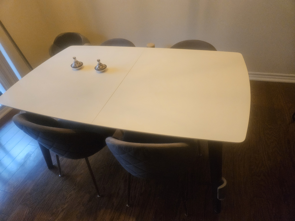 Extendable Dining Table with 4 Grey Chairs - photo 2
