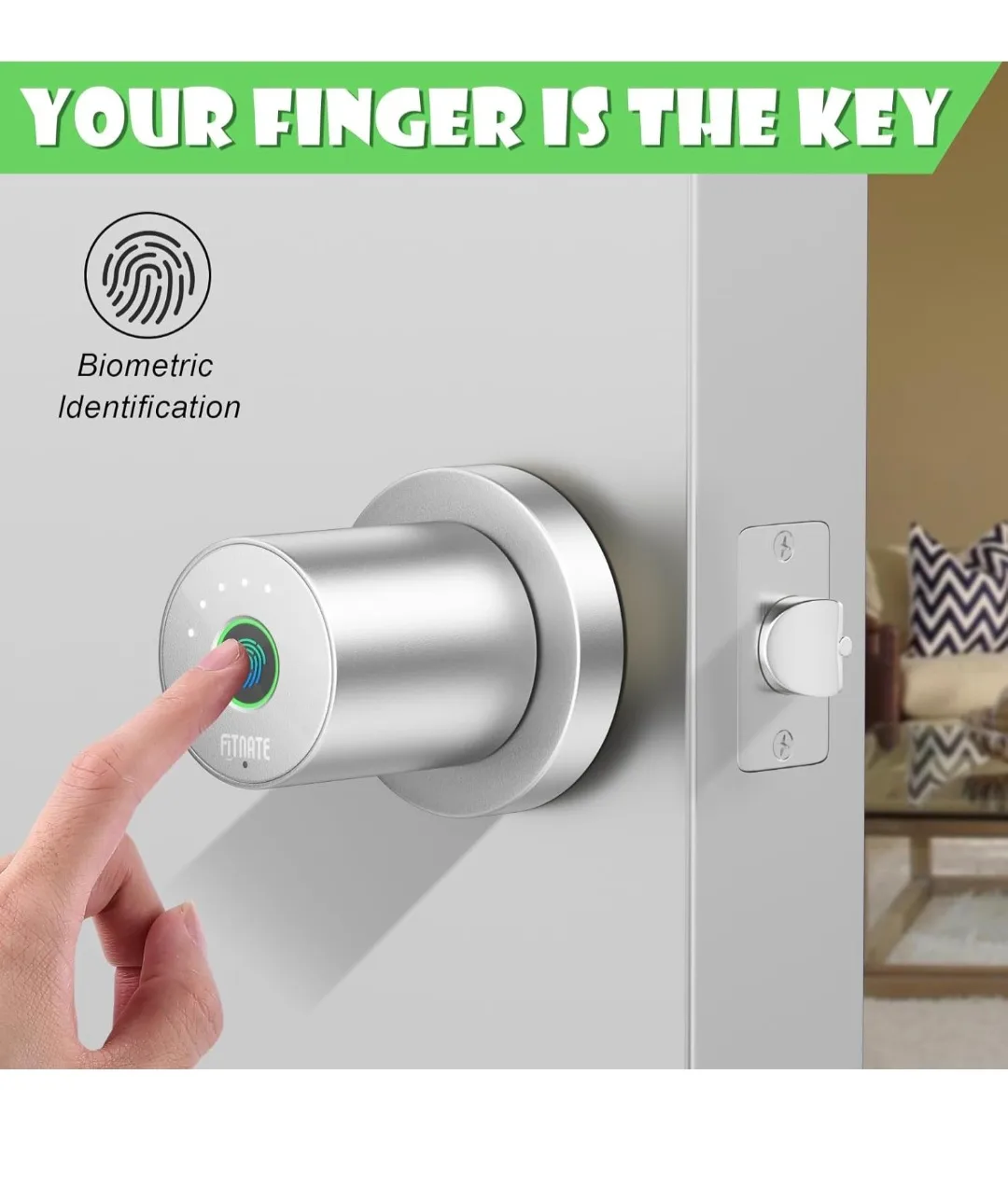FITNATE Fingerprint Door Smart Lock - Brand New! image indicator(3)