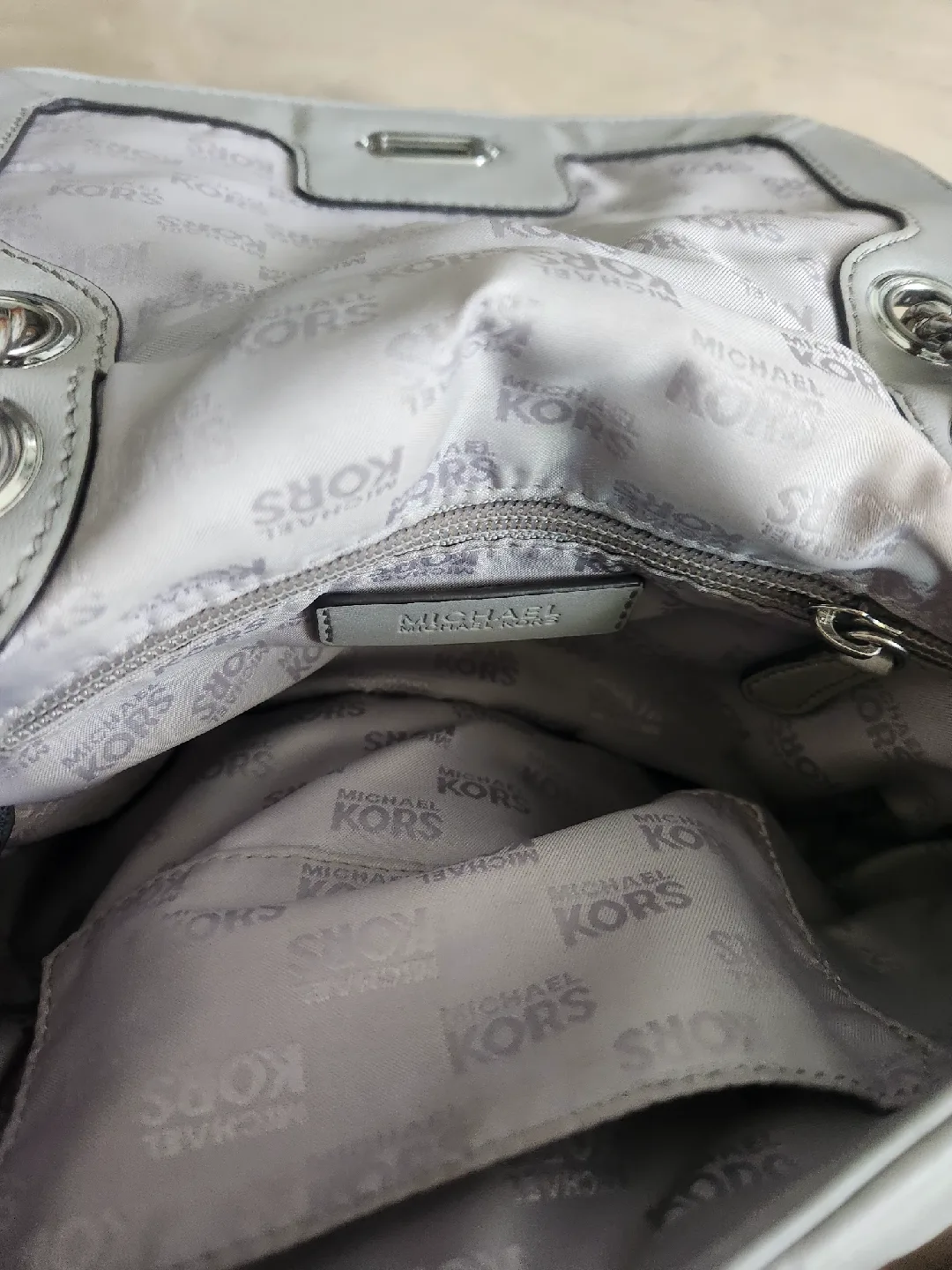 Michael Kors Grey Quilted Shoulder or Crossbody Bag image indicator(6)