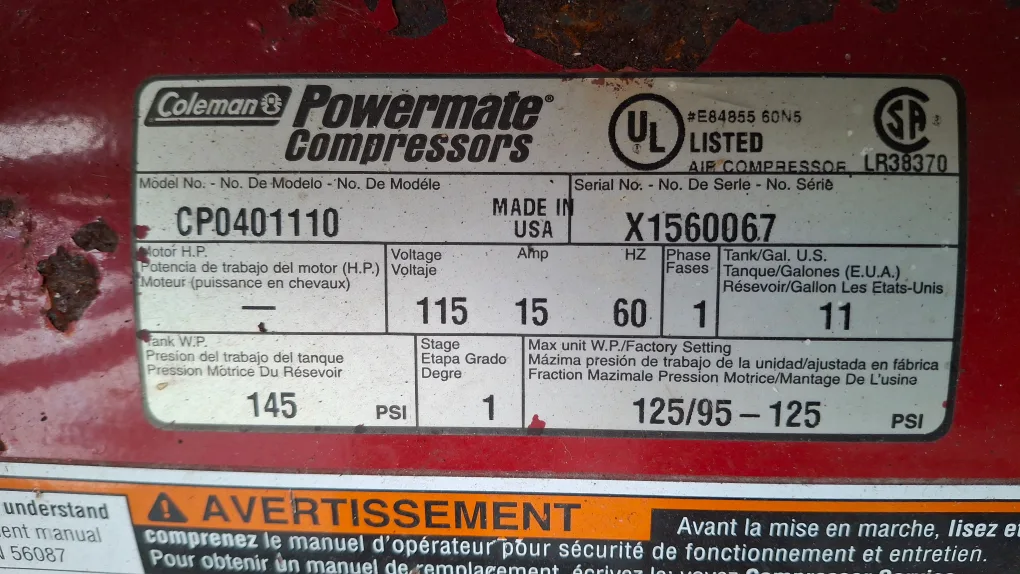 Coleman Powermate Direct Drive Air Compressor image indicator(5)