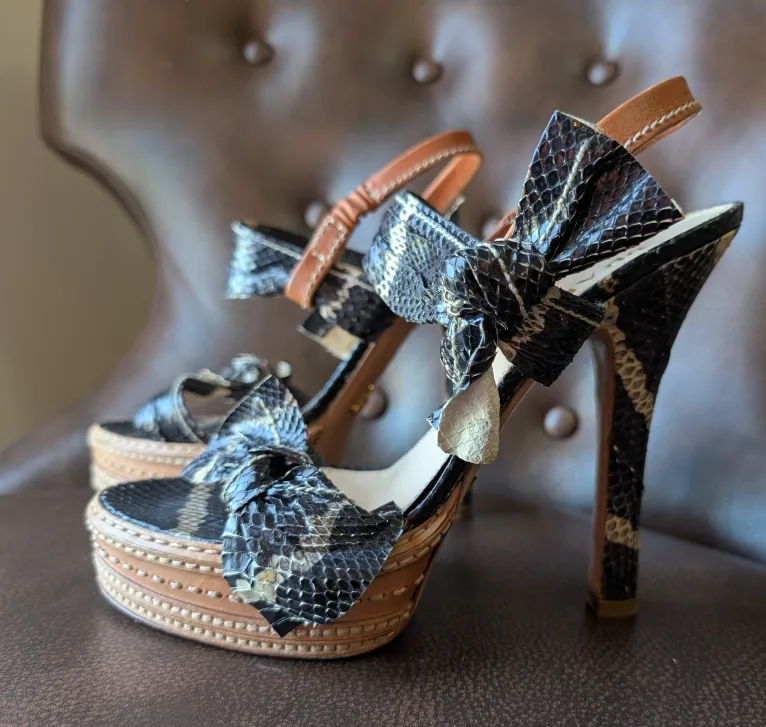 Prada Snakeskin Platform Heels - Size 39 image indicator(2)