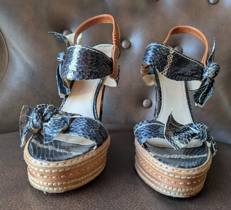 Prada Snakeskin Platform Heels - Size 39 image indicator(3)