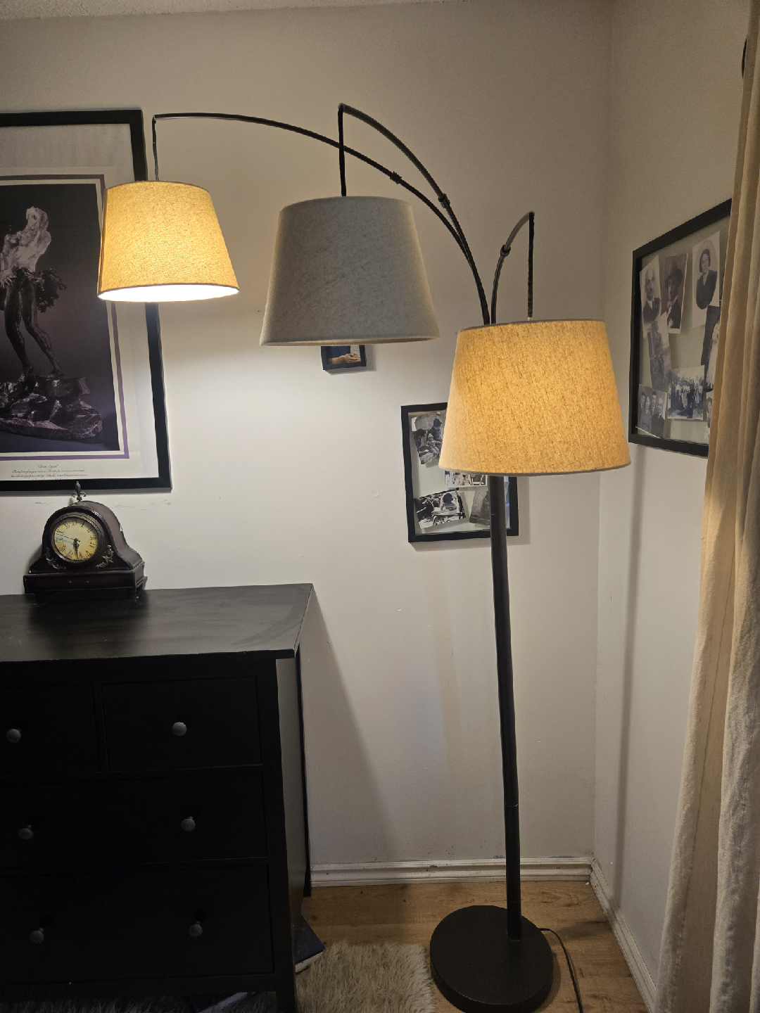 Triple Shade Floor Lamp - Adjustable Height