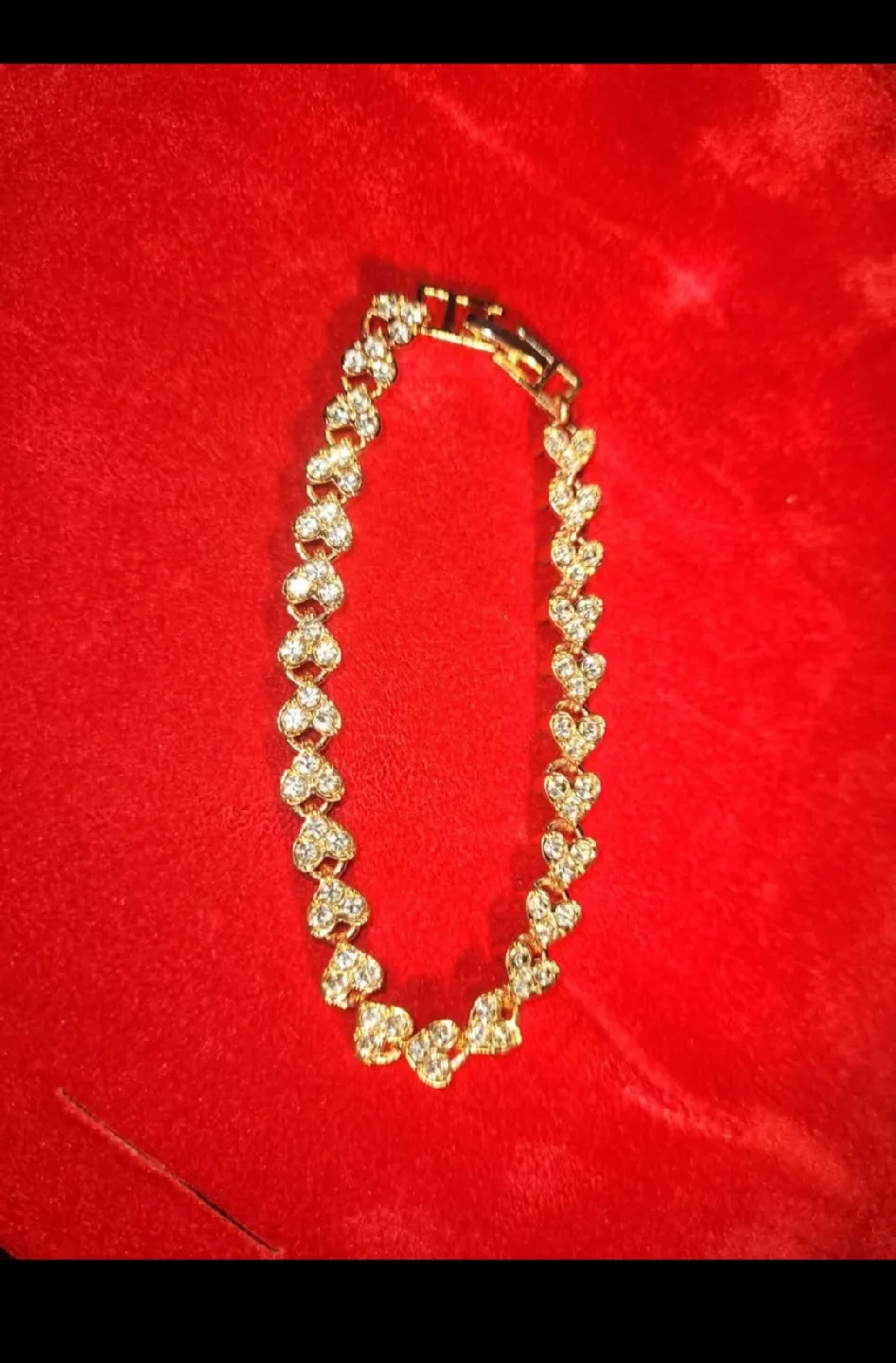 Faux Rose Gold Bracelet With Faux Dimonds in Heart Shaped Design thumbnail