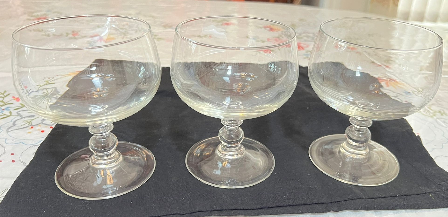 Set of 3 Vintage Wine Glasses