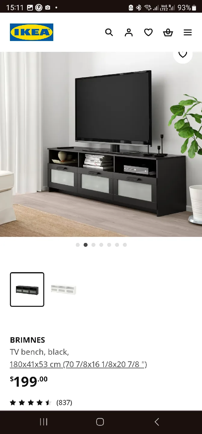 IKEA Brimnes TV Bench - Black image indicator(2)