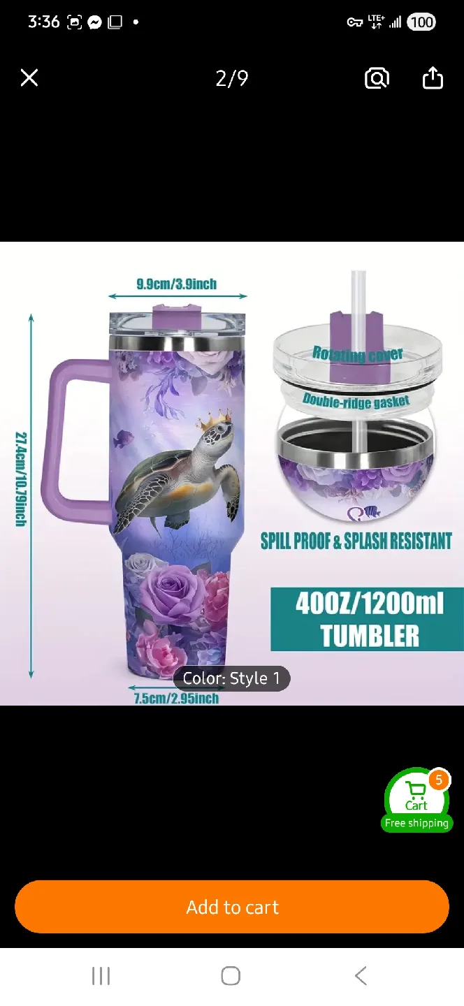 NEW Custom 40oz Purple Turtle Tumbler 🐢 💜 image indicator(2)