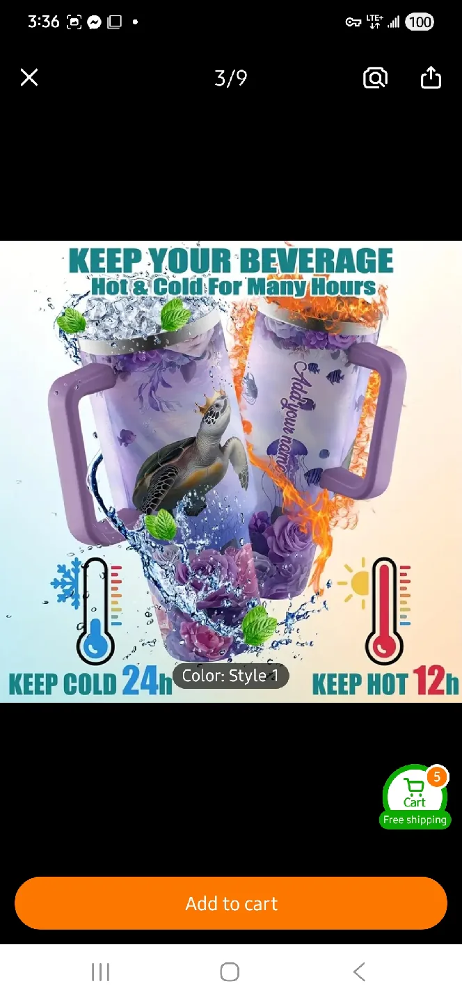 NEW Custom 40oz Purple Turtle Tumbler 🐢 💜 image indicator(3)