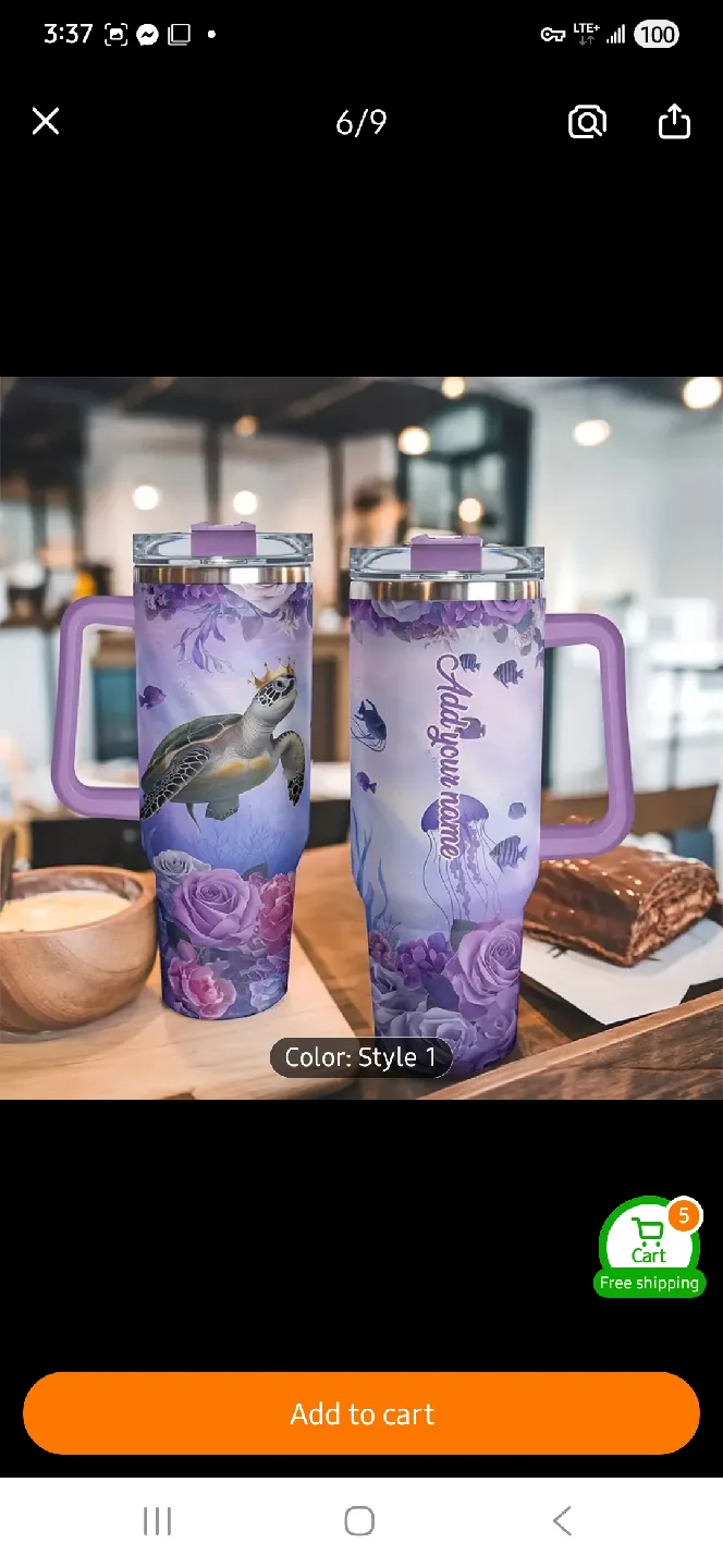 NEW Custom 40oz Purple Turtle Tumbler 🐢 💜 image indicator(6)