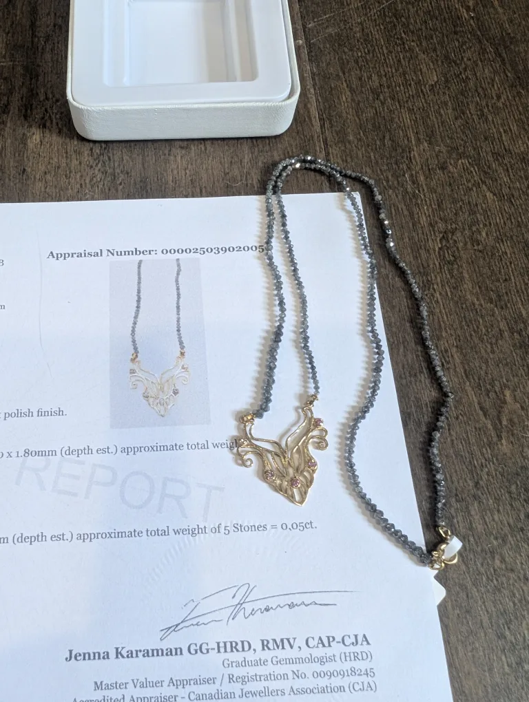 Brand New 10K Yellow Gold Diamond Necklace For Sale image indicator(6)