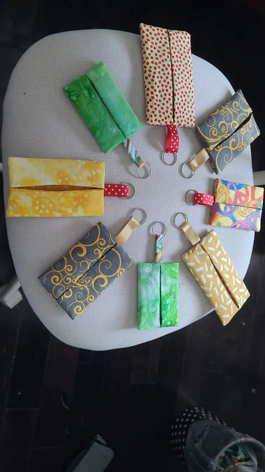 Handmade Fabric functional wallet  Keychains thumbnail