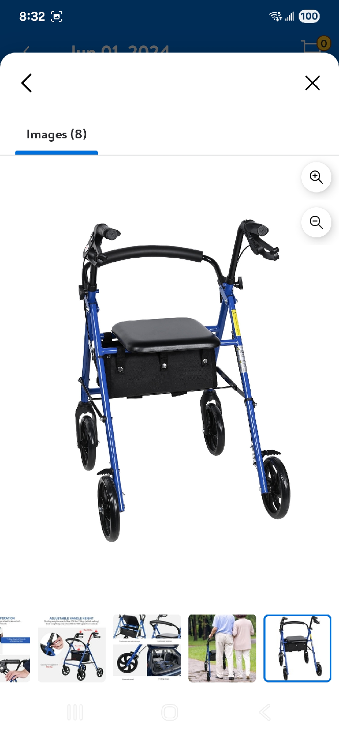 Living Basics Blue Mobility Walker with Seat - photo 3