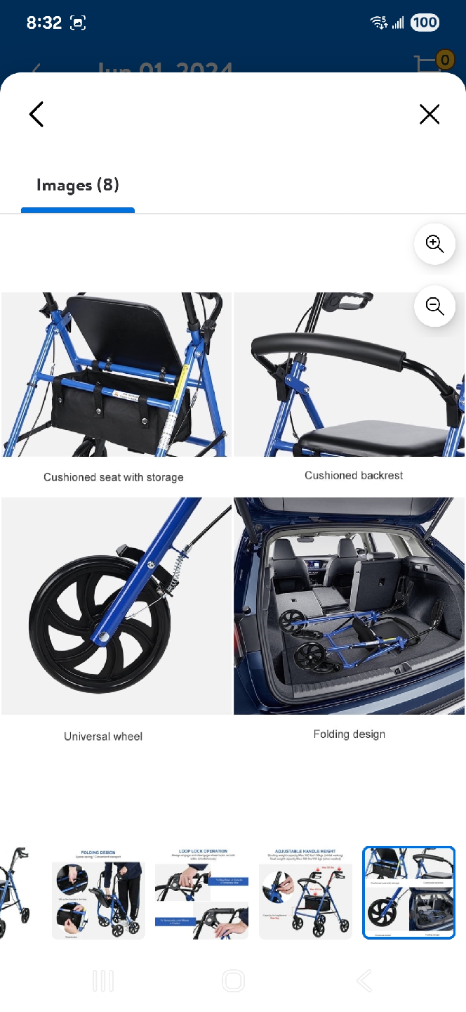 Living Basics Blue Mobility Walker with Seat - photo 5