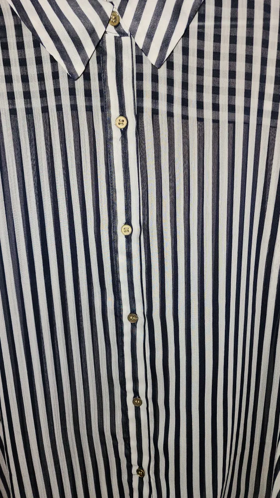 Striped Sheer Blouse - Size L image indicator(4)