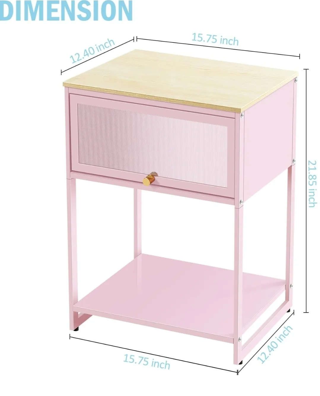 Pink Nightstand with Cabinet & Shelf image indicator(3)