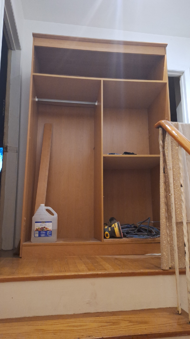 Wooden Armoire with Shelves and Hanging Rod - photo 2