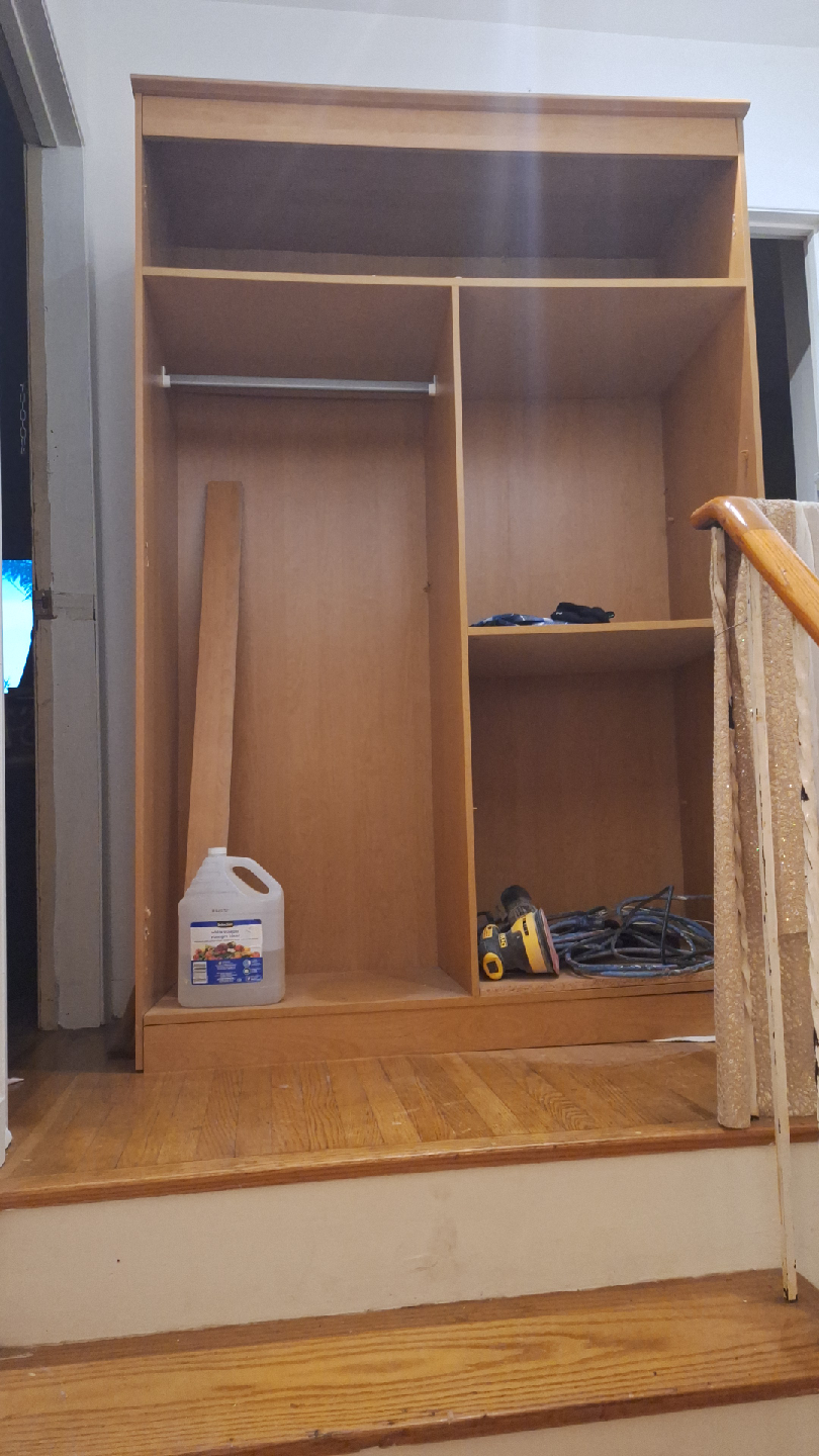 Wooden Armoire with Shelves and Hanging Rod - photo 5