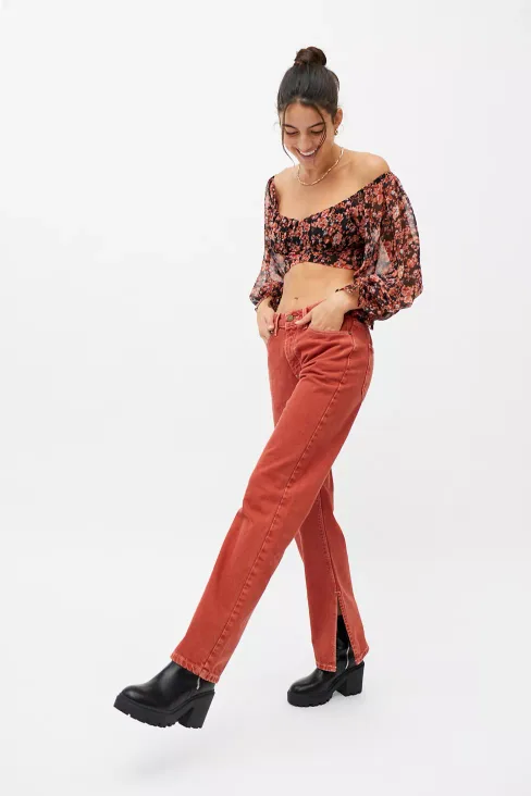 Urban Outfitters Orange Slit Jeans image indicator(2)