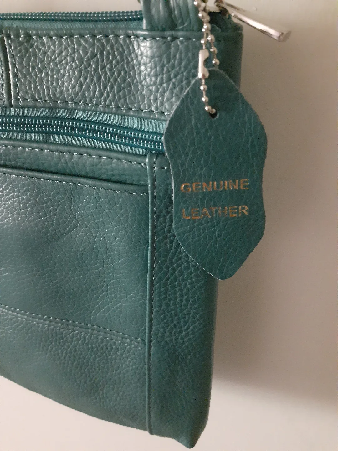 Genuine Leather Teal Crossbody Bag image indicator(3)