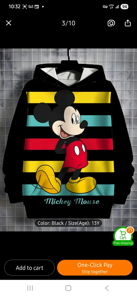 NEW Kids Mickey Mouse Black Hoodie 🖤 thumbnail