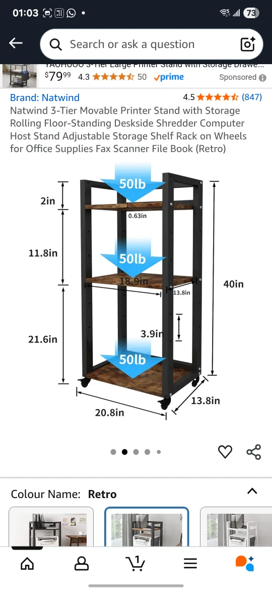 heavy duty black Metal Rolling Cart/stand image indicator(7)