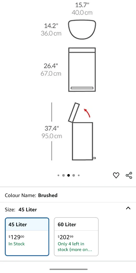 simplehuman 45 Liter Brushed Step Trash Can image indicator(2)