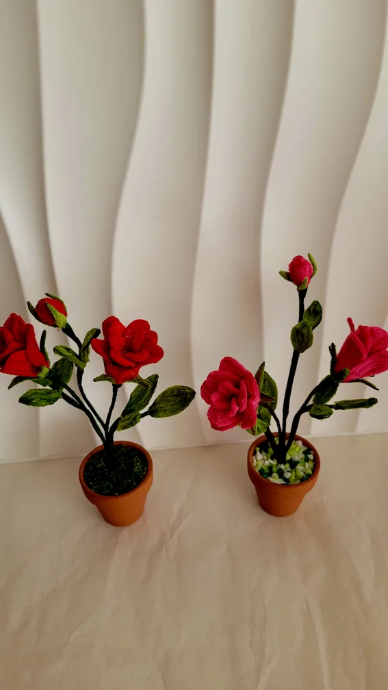 Potted Artificial Red Rose Plant thumbnail