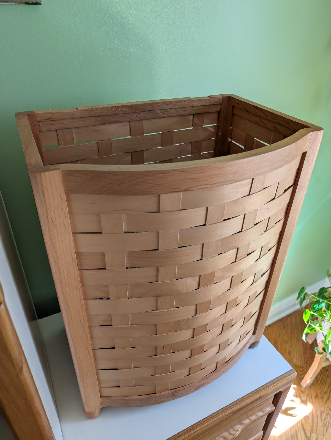 Woven Wood Laundry Basket
