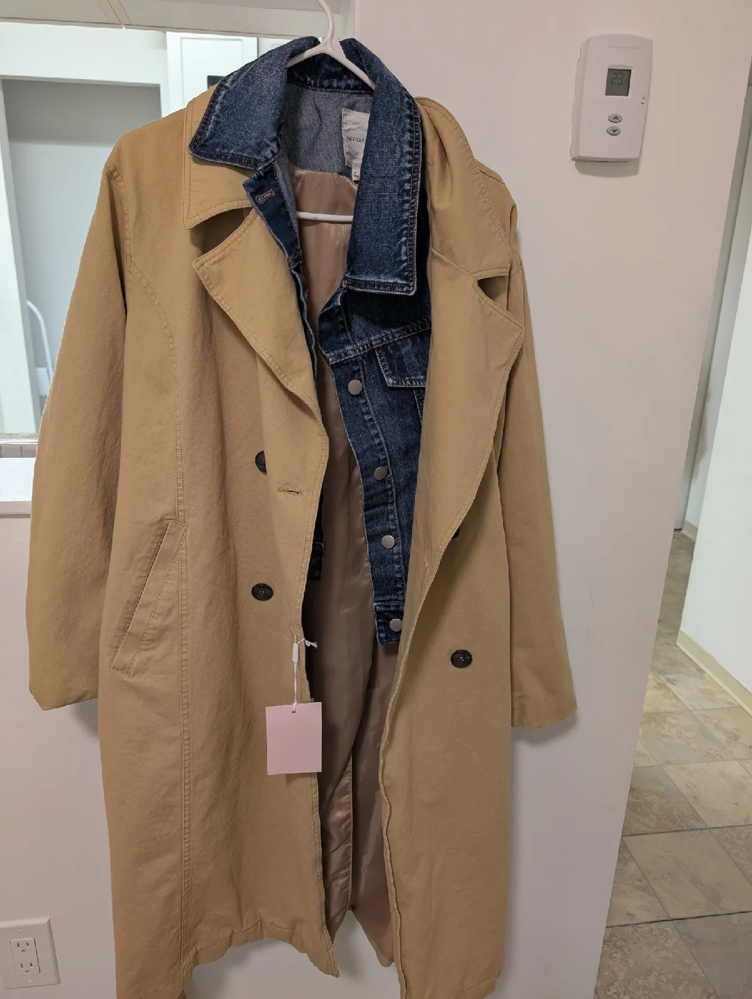 Avec Les Filles Trench Coat with Denim Jacket - XL image indicator(3)
