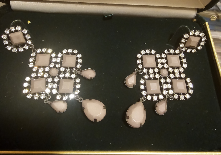 Statement Earrings - Rhinestone & Taupe - photo 2