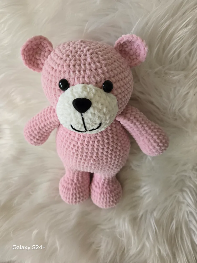 Handmade Pink Crochet Teddy Bear image indicator(2)