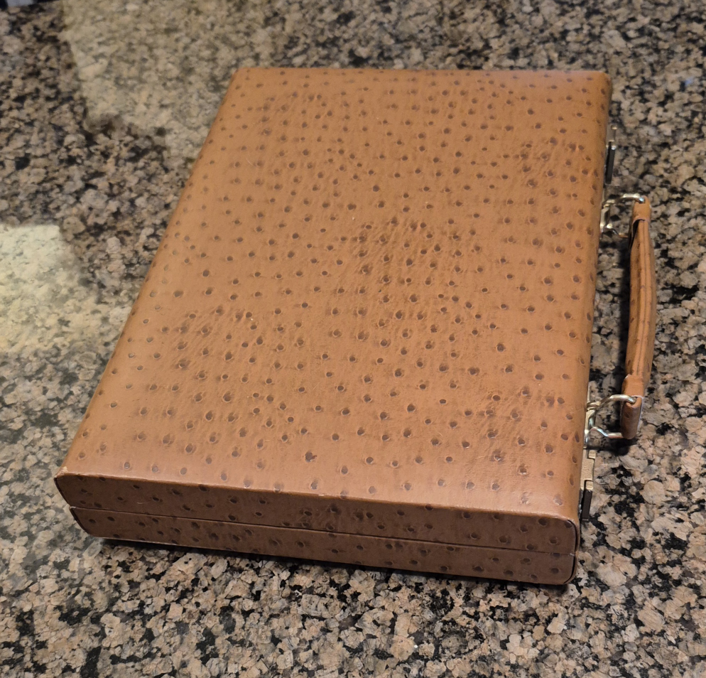 Backgammon Game Set - Brown Leather Case - photo 4