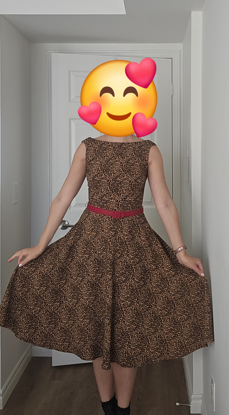 Leopard Print Retro Style Dress with Red Belt - photo 2