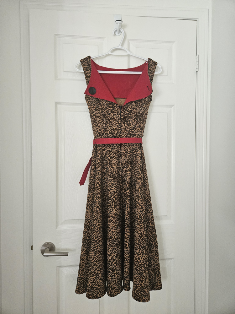 Leopard Print Retro Style Dress with Red Belt - photo 4