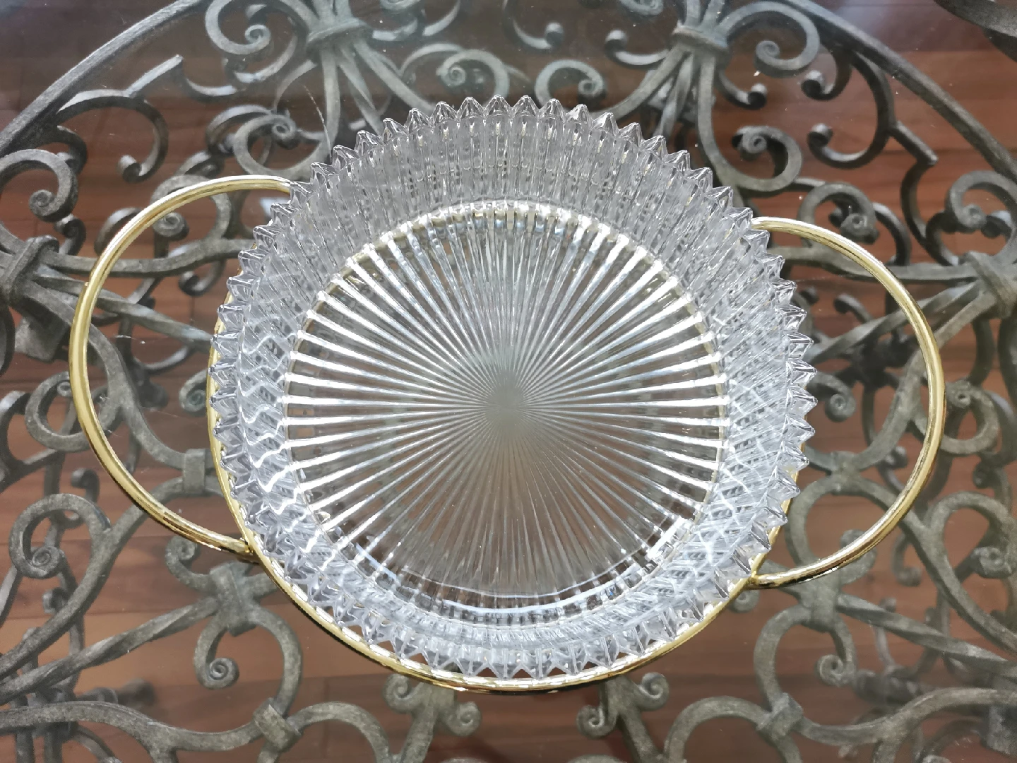 Mikasa Crystal Bowl With Gold Stand - photo 3