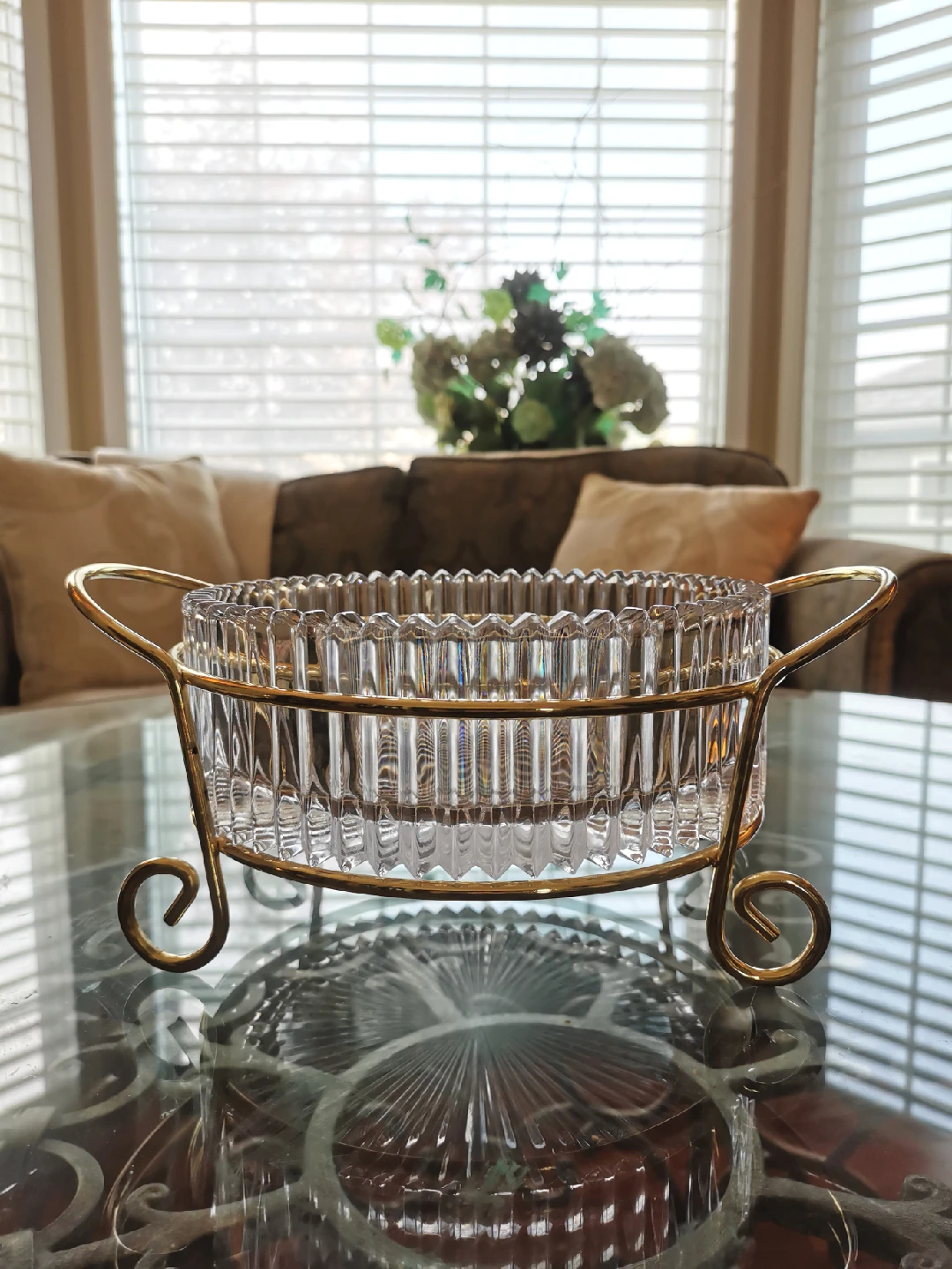 Mikasa Crystal Bowl With Gold Stand - photo 4