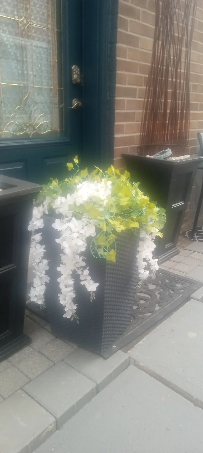 Tall Black Wicker-Look Outdoor Planter image indicator(3)