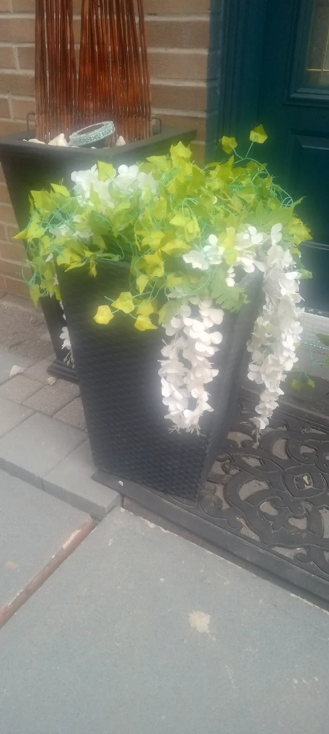 Tall Black Wicker-Look Outdoor Planter image indicator(4)