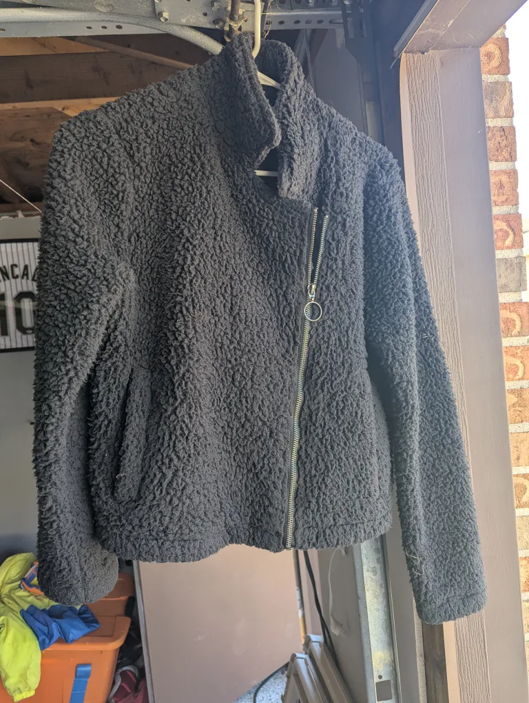 Black Fuzzy Zip-Up Jacket thumbnail