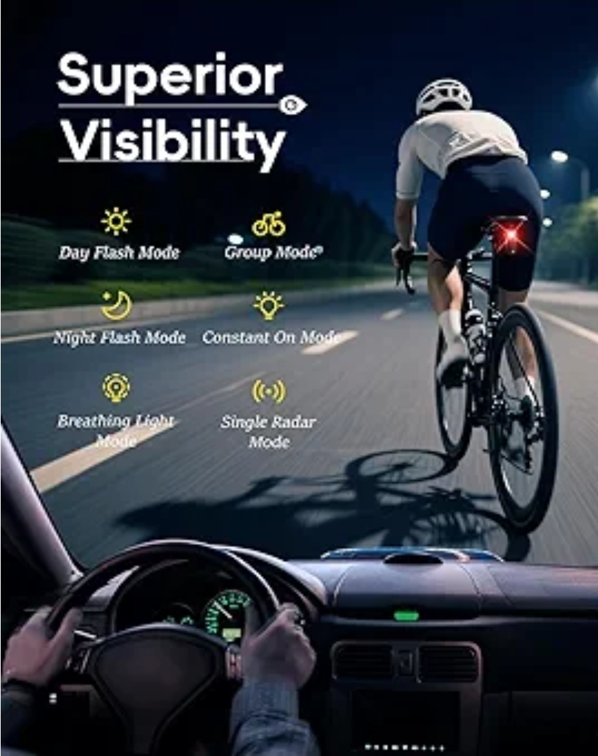 Ride-X9 Smart Bike Radar Tail Lights, Vehicle Detection - photo 5