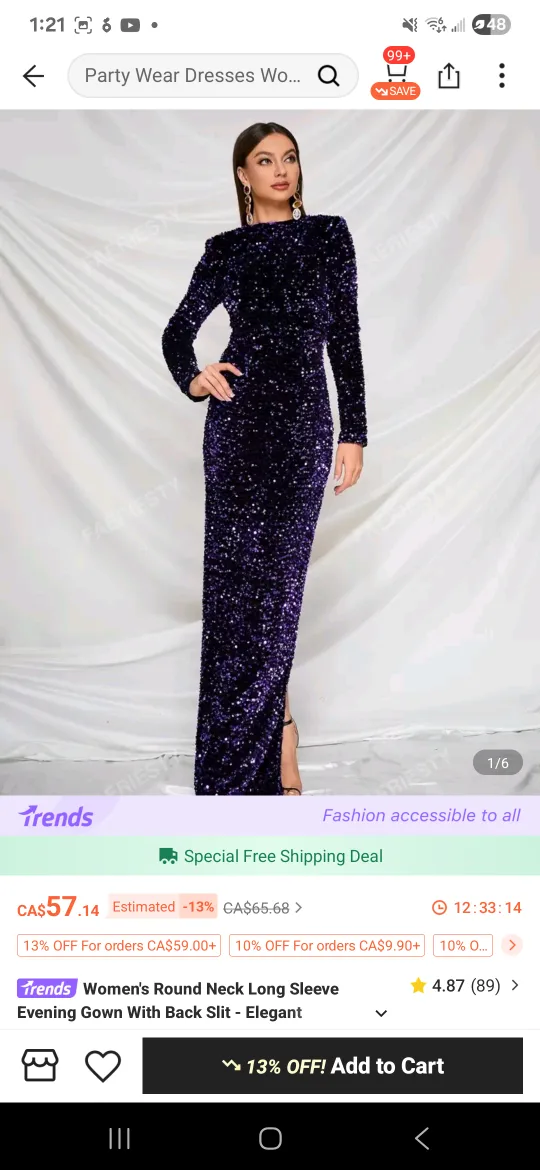 FAERIESTY Purple Sequin Evening Gown - Elegant image indicator(3)