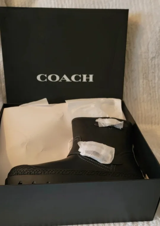 New Coach Black Leather Boots sz 9 thumbnail