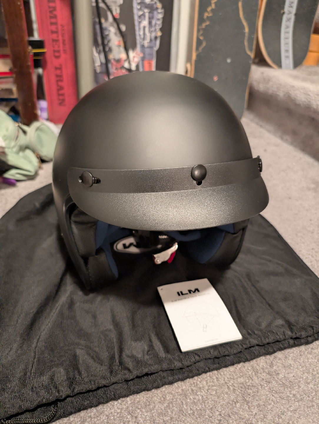 ILM Matte Black Motorcycle Helmet Size 55-58 - photo 2