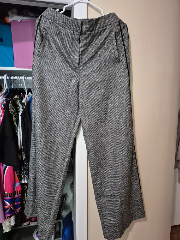 Wide Leg Trousers - Grey & Black thumbnail