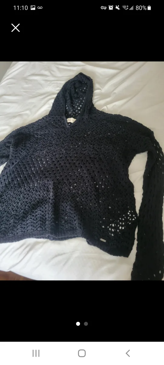 Hollister XS/S Black Knit Hoodie thumbnail