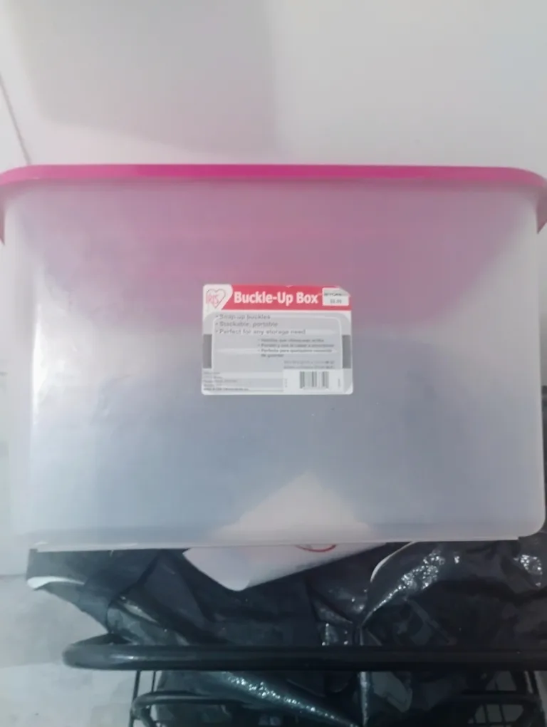 IRIS Buckle-Up Box - 60 Qt Pink Lid thumbnail